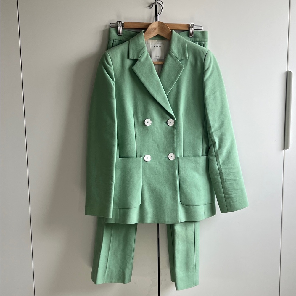 Sandro Paris Mint Green Blazer & Pants Set, 36